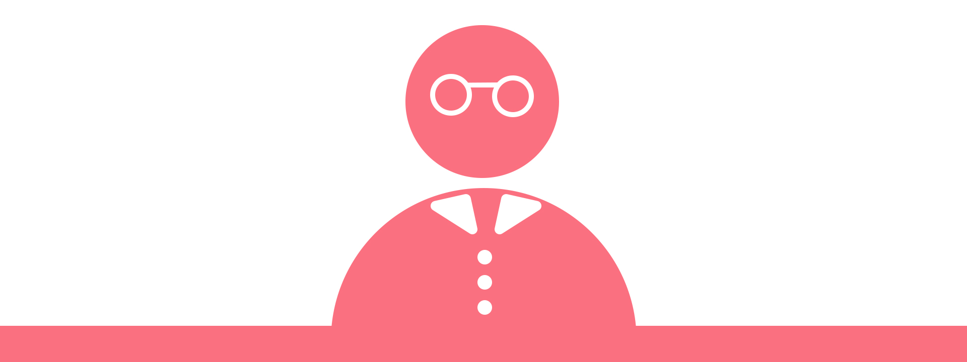 Grafik: Rosa Avatar (Symbol einer Person mit Brille, Kragen und Knöpfen)