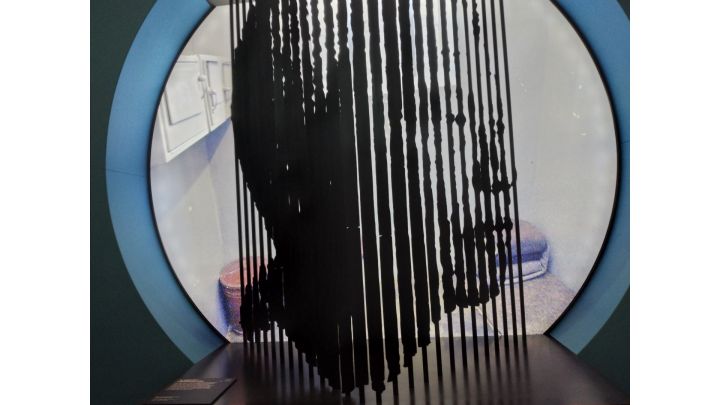 Foto: Das Gesicht von Nelson Mandela, welches aus Gitterstäben mit Hilfe einer optischen Illusion entstanden ist